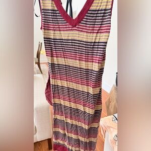 Andrew Marc Striped Maxi Dress - Red, Yellow, Black